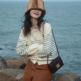 Preppy Aesthetic Sweater Vintage Striped Sweater Coat Women Autumn and Winter
