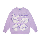 Mens Fall Outfits round Neck Sweater Man and Woman Cartoon Bear Loose Student Pullover Couple Sweater