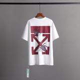 Off Whtie T Shirts Red Spider Arrow Print Men And Women Same Style Fashion Brand Short Sleeve