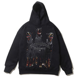 Present Thoroughbred Doberman Dog Print Hoodie Hip Hop Vintage Printing plus Velvet Hoodie Fog