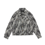 Men Denim Coat Jean Jackets Snowflake Washed Tie-Dye Denim Jacket Top Men Loose Lapels Denim Jacket