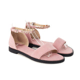 Flat Dress Sandals Summer Square Heel Large Size Buckle Hollow Sandals