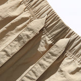Men Shorts Summer Men's Solid Color Casual Pants Retro Waist Strap Shorts
