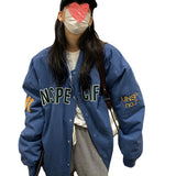 Vintage Letterman Jacket Autumn Cotton Baseball Uniform Sports Style with Letters Vintage Jacket Women's Preppy