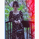 Aesthetic Dress Vintage Sexy Slit Floral Dress for Women