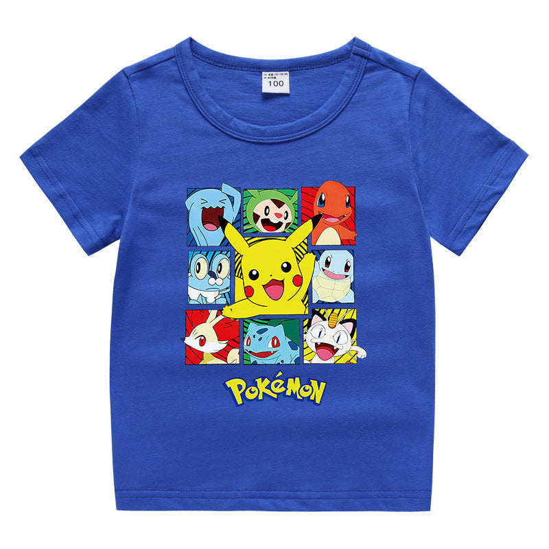 Children Pokemon Pikachu T Shirt Children Summer Clothing Short Sleeve T-shirt Male