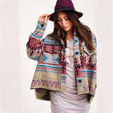 90S Fashion Autumn Winter Retro Ethnic Geometric Printed Woolen Baggy Coat