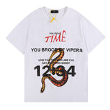 Rrr123 T Shirt Python Vintage Print Loose Short Sleeve