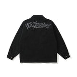Men Denim Coat Jean Jackets Letter Embroidery Washed Do the Old Cowboy Coat Men Loose Lapels Denim Clothes Jacket
