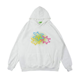 Mens Fall Outfits Letter Graffiti Couple Hooded Top Loose Street Hanging Shoulder Fleece Sweater