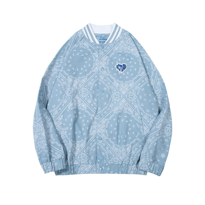 Baby Blue Varsity Jacket Baseball Uniform Autumn Jacket for Men and Women