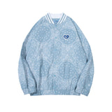 Baby Blue Varsity Jacket Baseball Uniform Autumn Jacket for Men and Women