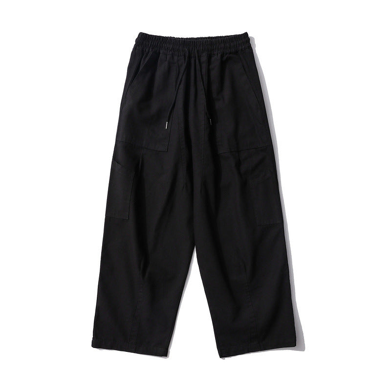 Man Fall Outfits Cargo Pants Jogger Pants Simple Solid Color Ankle-Tied Jogger Pants High Street Loose Straight Cargo Pants