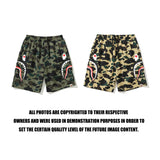 Shark Print Shorts Men's Side Double Shark Head Windbreaker Cloth Shorts Elastic Waist Fifth Pants Middle Pants Casual Shorts