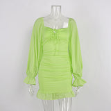 Mini Club Dresses Sexy Ruffles Short Dress Solid Color Dress