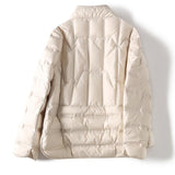 Women Winter Coats Puffer Jacket down Coat Stand Collar Double Pocket Single Breasted White Duck down Jacket Coat for Women