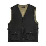 Men Sweater Vest Mechanical Style Multi-Pocket Workwear Vest Coat Men's Loose Sleeveless Vest Vest