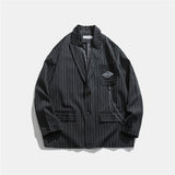 Men's Casual Suit Man Blzer Chain Vertical Striped Suit Jacket Men's Loose Lapels Suit Jacket