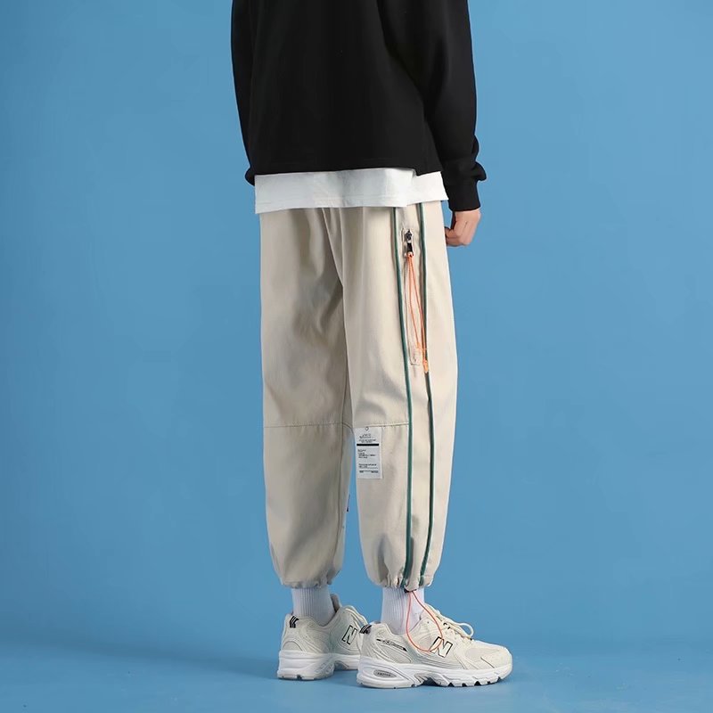 Men Pants Zipper Pocket Sports Casual Pants Men Loose