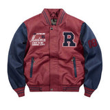 Yellow Varsity Jacket Flight Jacket Stitching Autumn and Winter Baseball Uniform Motorcycle Clothing Leather Coat