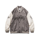 Black Varsity Jacket Autumn Loose Teen Casual Contrast Color Fresh Men's Jacket