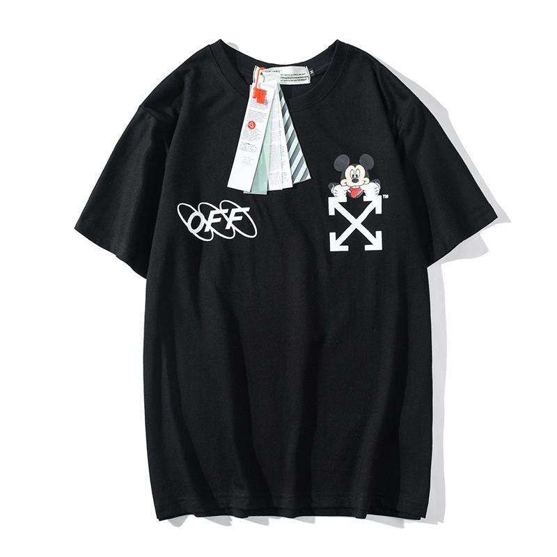 Mickey Mouse off Ow Short Sleeve Cartoon Printed round Neck Male and Female Couples Wear Base Shirt Half Sleeve Tshirt Owt t shirt