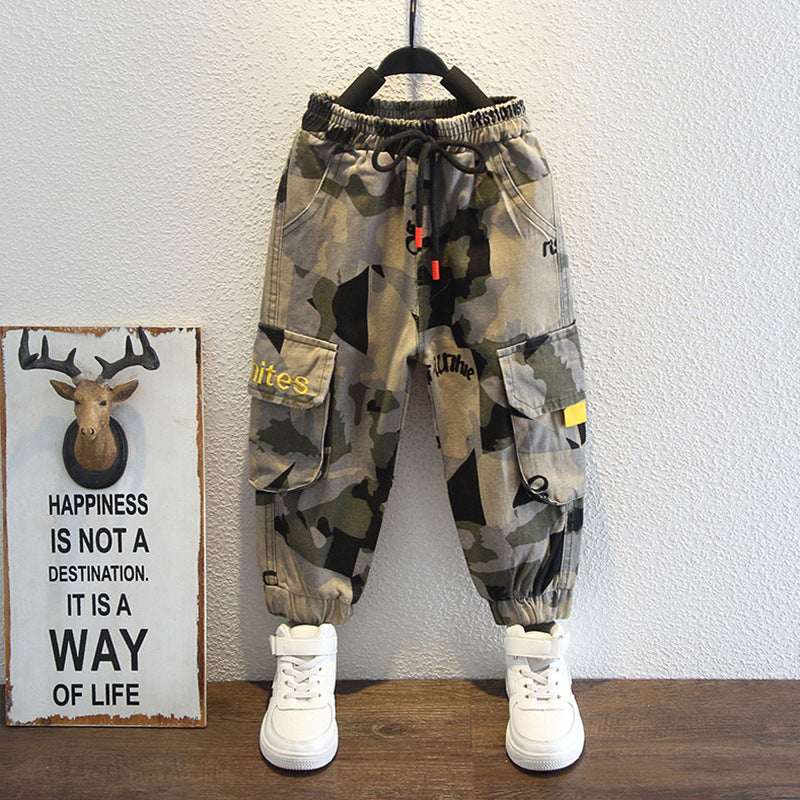 Toddler Boys Pants Boys Spring Children Camouflage Cargo Pants Leisure