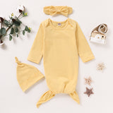 Knotted Baby God-Long Sleeve Pullover Thickened Cute Yellow Jumpsuit