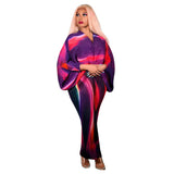 Nina Parker Graffiti Dress Batwing Sleeve Pleated Dress Reverse