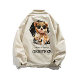 The Bears Varsity Jacket Autumn Back Cool Bear Printing Lapel Jacket Men's Casual Jacket