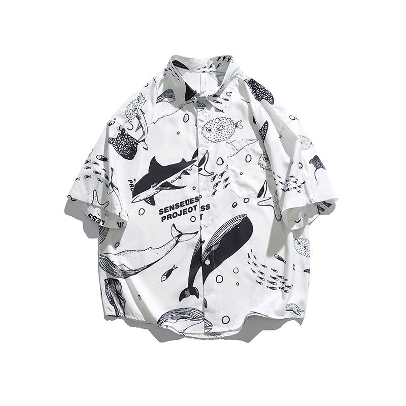 Men T Shitrs Summer Men's Printing Lapel Shirt Short Sleeve