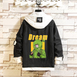 Comic Denim Jacket Dreamwastaken Man and Woman Cartoon Denim Coat Top