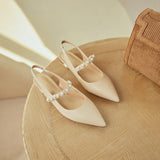 Flat Dress Sandals Spring/Summer Pointed Pearl Back Sandals