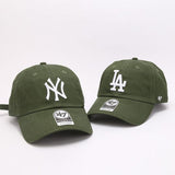 Dodgers and Yankees Baseball Cap Female Soft Top Big Logo NY Embroidery Matcha Green