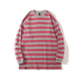 Mens Fall Outfits Vintage Stripe round Neck Sweater Men's Loose Couple Casual Long Sleeve Bottoming Top