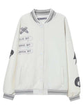 Cream Color Varsity Jacket Oversize Jacket Baseball Uniform