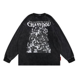 Oversized 90S T Shirt Autumn Retro Portrait Printing Long Sleeve T-shirt Men round Neck Loose Top