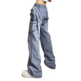 Julia Fox Low Rise Trousers Casual Style Pocket Denim Pants Fashion Straight
