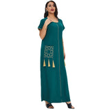 Muslim Women Stylish Kashibo Abaya Muslim Ladies Long Gown Islamic Clothing Jilbab Jalabiya Summer Short Sleeve Maxi Dress