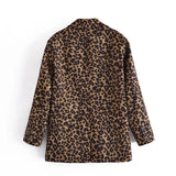 Women Fall Fall Corduroy Animal Pattern Suit Mid-Length Single-Breasted Jacket
