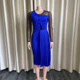 Nina Parker plus Size Dresses Mesh Slim Fit Patchwork Sheath Split Dress