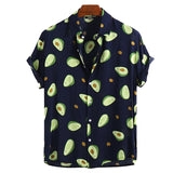 Men Hawaii Shirts Summer Casual Beach Avocado Short Sleeve