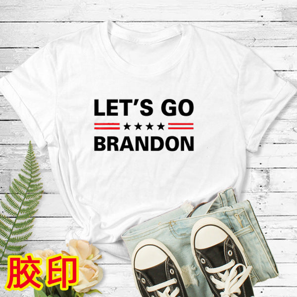 Let'S Go Brandon T Shirt Letter Print Short-Sleeve T-Shirt