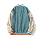 Baby Blue Varsity Jacket Spring and Autumn Corduroy Jacket Men and Women Retro Loose