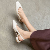 Flat Dress Sandals Spring/Summer Comfortable Low Heel Square Toe Solid Color Sandals