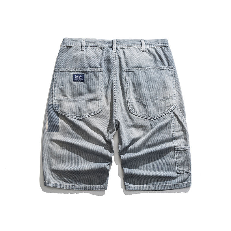 Men Shorts Summer Stripes Shorts Casual Straight-Leg Jeans Men