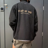 Fog Fear of God Essentials Coat Coach Jacket Flocked Printed Stand Collar Nylon Outdoor Jacket Coat Men
