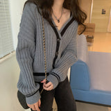 Preppy Aesthetic Sweater Knitted Coat Women's Spring Autumn Vintage Sweater