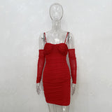 Maddy Euphoria Outfits Long Sleeve Spaghetti-Strap Dress for Women Spring and Summer