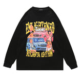 Mens Fall Outfits Rap Character Tupac Floral Print Long Sleeve Pullover Men's and Women's Oversize Loose Top
